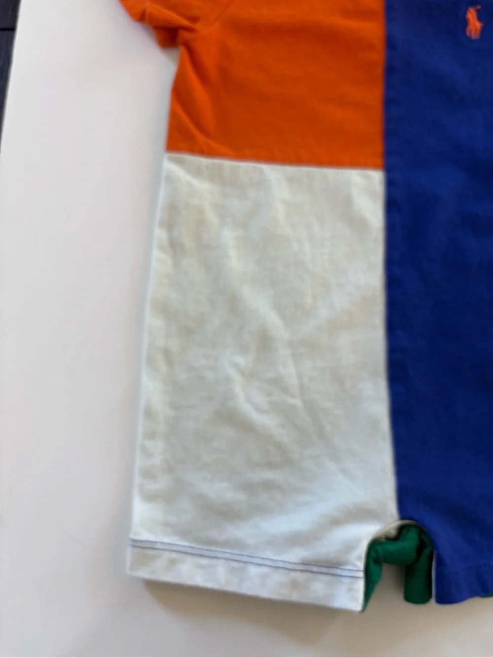 RALPH LAUREN Colorblock Shortall  Onesie Orange Blue White Green Size 9 Months